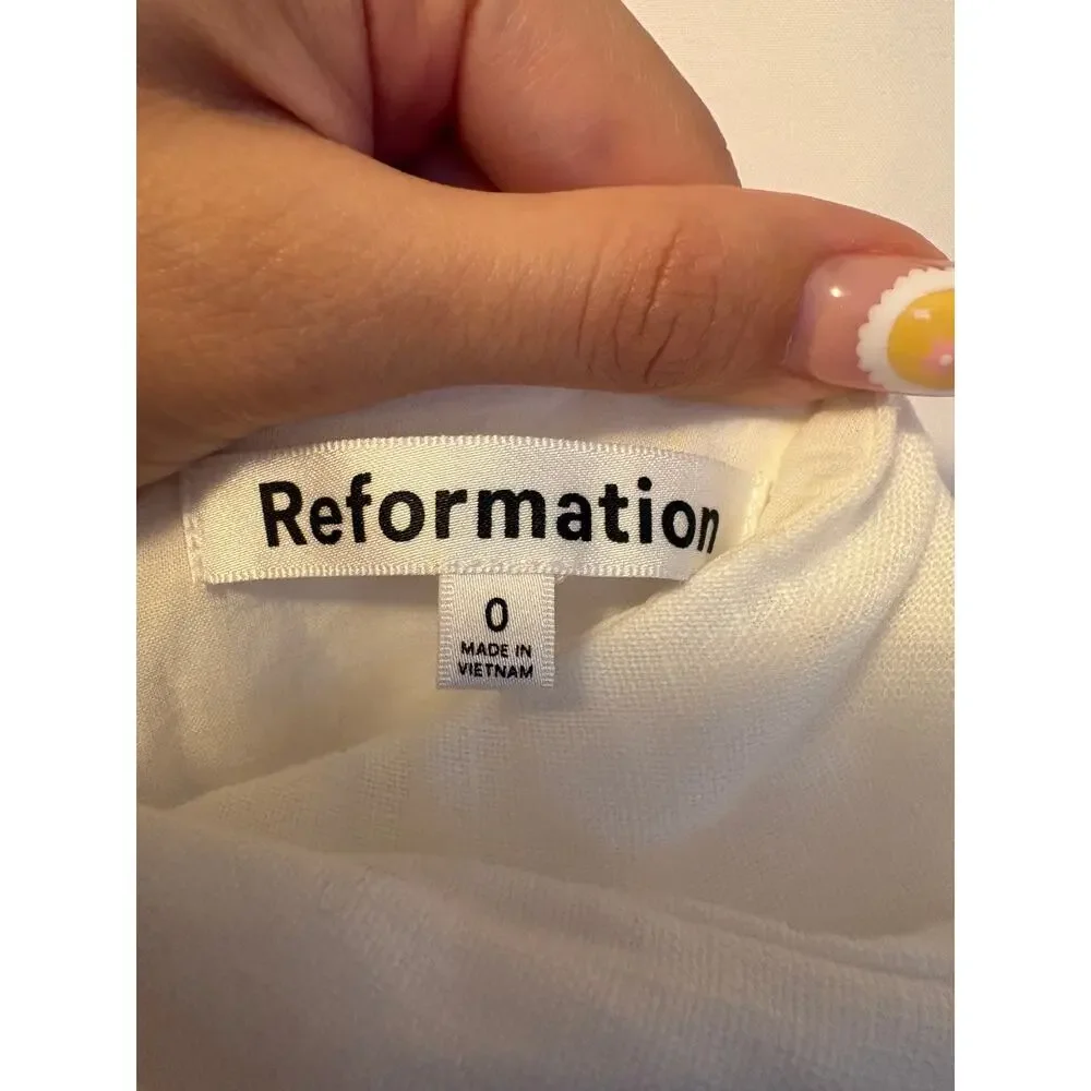 Reformation Linen Halterneck Jumpsuit White Sz 0